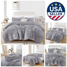 Luxury Soft Shaggy Comforter Set - King Size Faux Fur Bedding for All Seasons