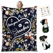 Gifts for Grandma, Christmas Blanket Present from Grandkids with Meaningful W...