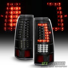 Black 1999-2002 Chevy Silverado 99-06 GMC Sierra [C-Strip] LED Tail Lights Lamps