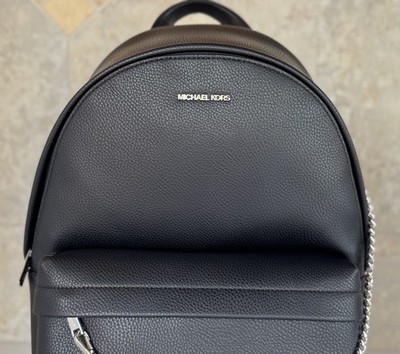 Michael Kors Slater Large Chain Leather Backpack Black | eBay