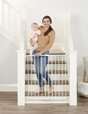 2-in-1 Extra Tall Easy Swing Stairway and Hallway Walk Through Baby Gate, White