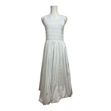 NWT Madewell The Melody Bubble Hem Smocked Midi Dress Size Medium White