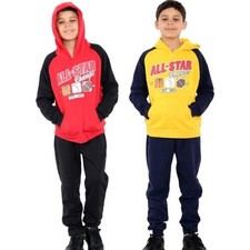 Kids Boys Tracksuit All Star Print Hooded Hoodie Bottom Jogging Suit Joggers