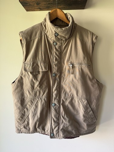 G.H. Bass, Vintage G.H. Bass & Co Men's XL Heavyweight Utility Vest Tan Canvas Gorpcore
