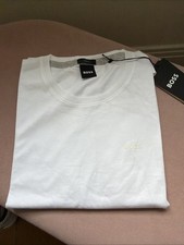 Image of HUGO BOSS TESSLER 33 SLIMFIT LOGO STRETCH TEE BRIGHT WHITE SZ SMALL BNWT RRP £69