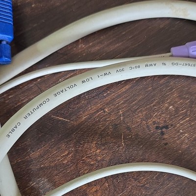 Beige KVM Cable VGA Male to PS/2 Male 1:3 Splitter Computer Cable