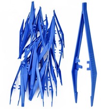 30 Pcs DisposableTweezers Bulk Pack Blue 5 Inch Plastic Tweezers for Home