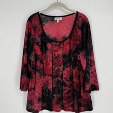 Vintage 90s y2k top shirt womens 2x red black velvet dressbarn vamp goth romance