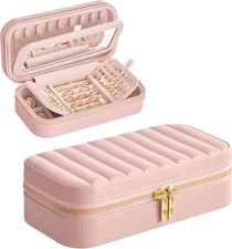 Travel Jewelry Case, Travel Jewelry Box Organizer with Mirror, 4.1 X 8 X 2.4 Inc