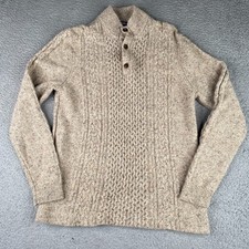 Brooks Brothers Donagal Fisherman Sweater Boys Large Beige Wool Cable Knit