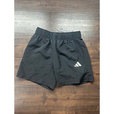adidas Black Kids Athletic Shorts with White Logo c8