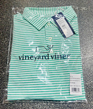 Vineyard Vines Striped Winstead Sankaty Polo - Large Green White Mens Shirt