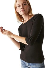Michael Stars 3/4 Sleeve Black Stretch Shirt Women's M/L Basics Made In USA