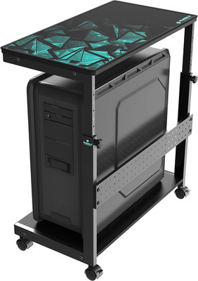 Height Adjustable 2-Tier Computer Tower Stand   Mobile CPU Holder with Rolling W