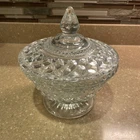 Vintage Anchor Hocking Candy Dish with Lid Wexford Pattern Clear Glass 7.5in ht