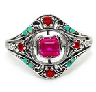 Heat Treated Rubellite Tourmaline 925 Sterling Silver Nouveau Ring Sz 6 PC12-3 — photo 1