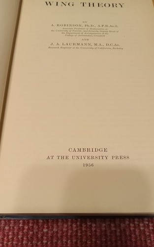 Wing Theory Book VTG Robinson Laurmann 1st Ed 1956 Aerodynamics Rare Cambridge - Picture 5 of 18