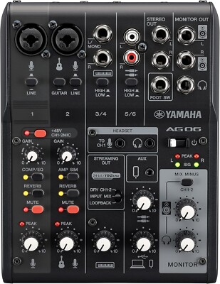 YAMAHA AG06 AG06MK2 B 6ch Live Streaming Mixer USB Audio Interface