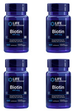 Lot of 4 Life Extension Biotin 600 mcg Healthy Hair Strong Nails 100 Capsules