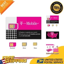 2 Pack Triple-Cut SIM Card Starter Kit for T-Mobile 4G LTE Unactivated Use
