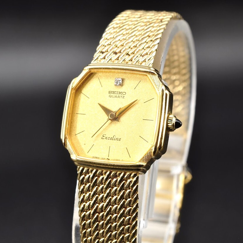 稼働 美品 SEIKO EXCELINE 80年代 エクセリーヌ ダイヤモンド セイコー 