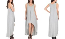 NEW LYSS LOO ROCK & READY SLEEVELESS HI-LOW MAXI DRESS GRAY SZ M USA MADE