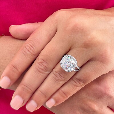 14K SOLID WHITE GOLD CUSHION CUT IGI CERTIFIED DIAMOND ENGAGEMENT RING 