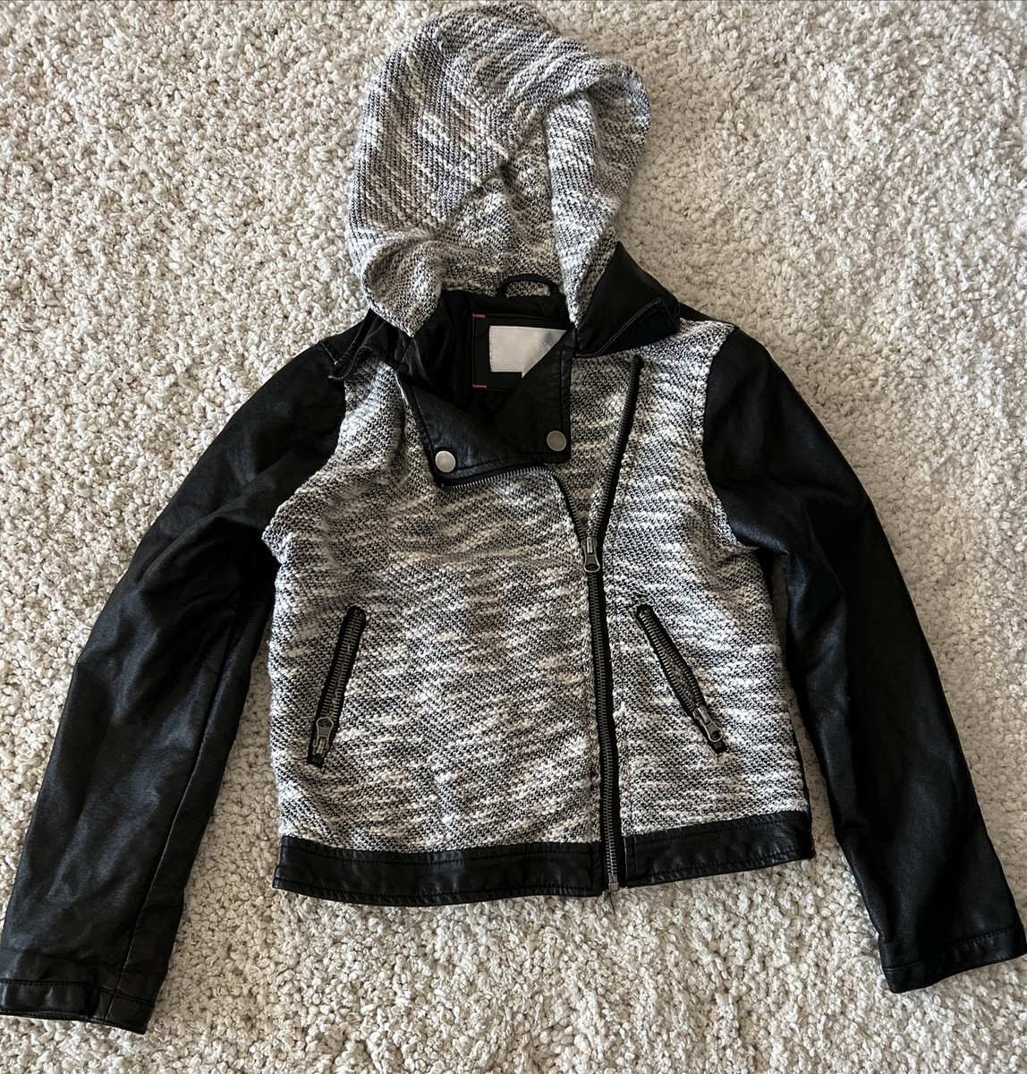 Xhilaration Girls Faux Leather/Sweater Jacket Size M
