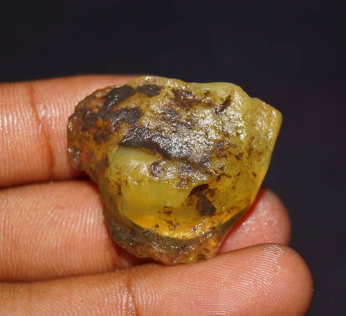 GIE Certified 53.65 Natural Ethiopian Black Opal Welo Fire Rough Loose Gemstone - Picture 6 of 8