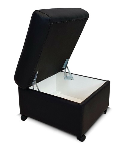 Echtleder Hocker auf Rollen Sitzhocker Fußhocker Leder Sitzwürfel mit Stauraum - Bild 4 von 5