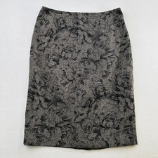 Linda Allard Ellen Tracy Skirt Womens 10 Brown Floral Silk A-line Wool Midi Lady