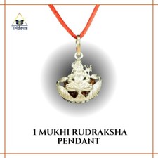 Premium 1 Mukhi Rudraksha Shiva Pendant- Silver Metal cap