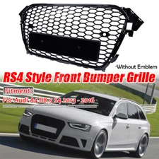 Honeycomb Mesh RS4 Style Front Bumper Grille Black For 2013-2016 Audi A4 B8.5 S4