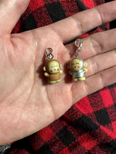 Vintage Sanrio Monkichi Charms 2x Brown Silver Micro Figures Zip Pulls