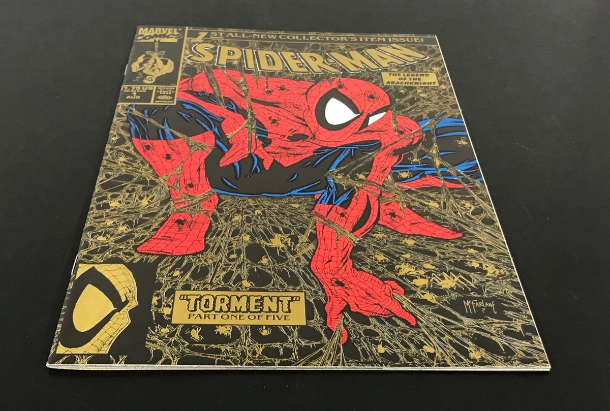 SPIDER-MAN #1 Comic Book MCFARLANE Gold Cover Edition VF 2ND
