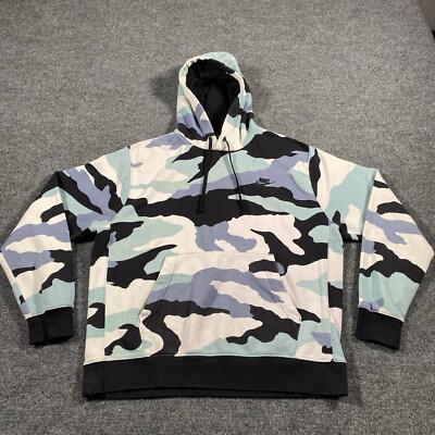 Nike Sportswear Club Mens M Popover Hoodie Camo Embroidered Pullover  Sweater