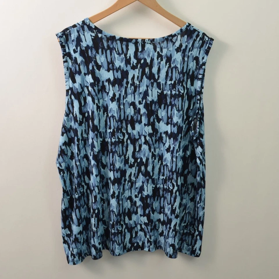 Blusa sin mangas JMS Easy Dressing para mujer 4X poliéster elástico azul Foto 2 de 4