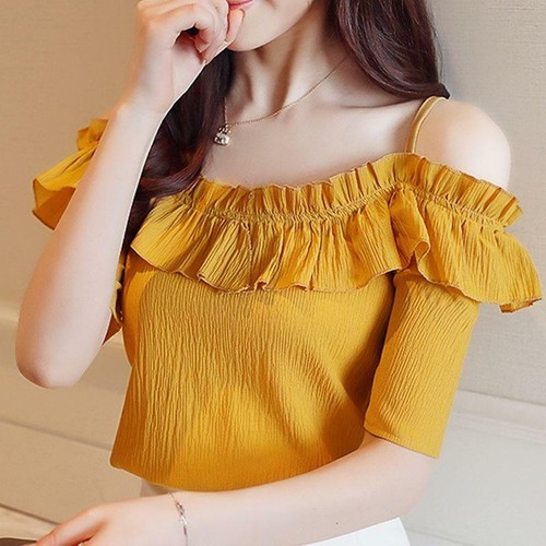 Blusas de Mujer Lujo Camisas Moda Blusa Elegante Manga Corta Camisa Tops  Nueva | eBay