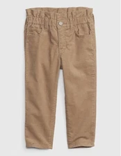 New Gap Kids Girls Brown Corduroy Pant 5 5T Ruffle Waist Stretch Cotton