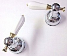 2 Large Delta H612CB Roman Faucet Handles Porcelain Lever Shiny Chrome Brass