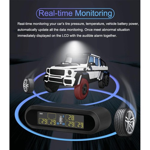 Auto Truck TPMS Solar energy Tire Pressure Monitor System 6 sensors LCD Display - Picture 2 of 10