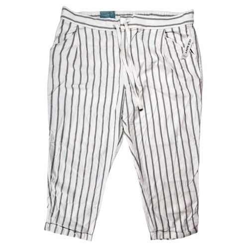 Old Navy Womens Linen Blend Capri Pants Summer White Striped Size 16 NEW