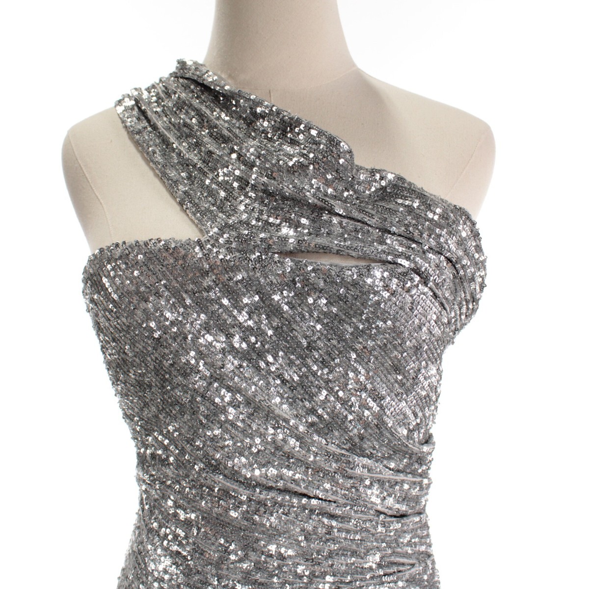 jonathan simkhai silver dress SIMKHAI Plisse Lame Maxi Dress in Cool Silver
