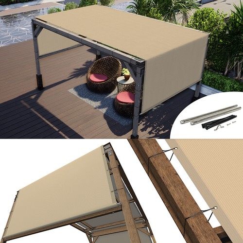 ColourTree Pergola Sun Shade Cover Universal Replacement Canopy w/ Rods,Sand  - Picture 1 of 11