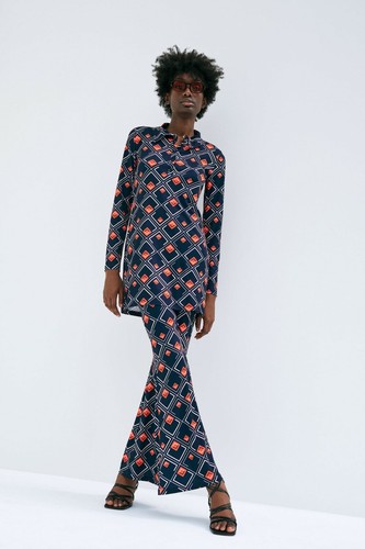 Zara Printed Flowing Trousers Geometric 