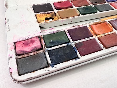 Vintage PAGE of London Water Colour Paints Palette Metal Tin Case Cowboy Indian - Picture 13 of 14