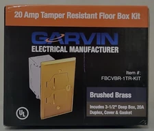 GARVIN FBCVBR-1TR-KIT 20 amp Tamper Resistant Floor Box Kit (Brushed Brass)