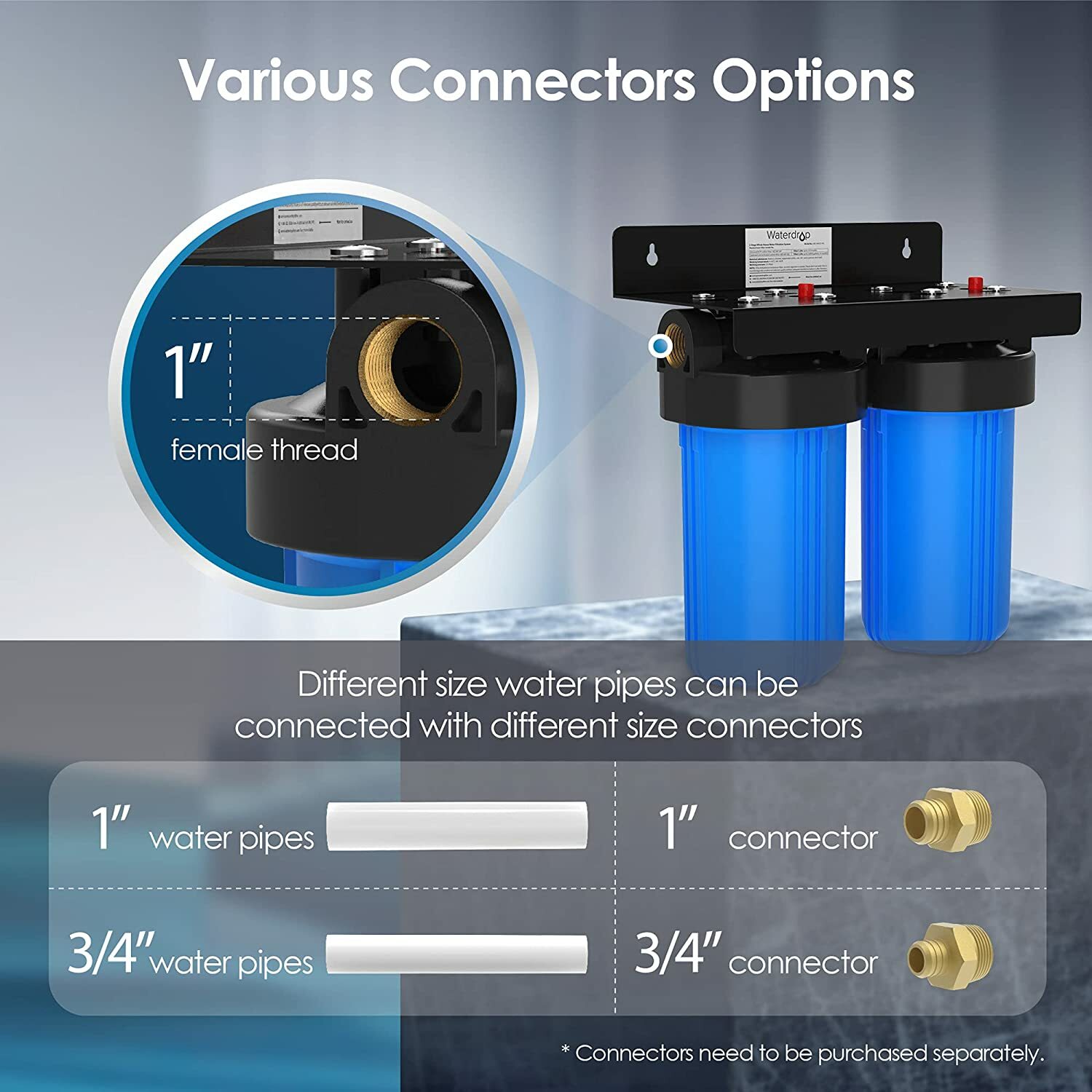 Waterdrop WHF21-PG Wasserfiltersystem Für Das Ganze Haus – 5 Mikron, Mit PP + GAC Filter