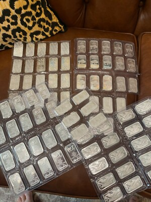 #ad 5 1 Ounce Fine Silver .999 wonderful 1 Troy Ounce Bar various mints 5 bars $217.24