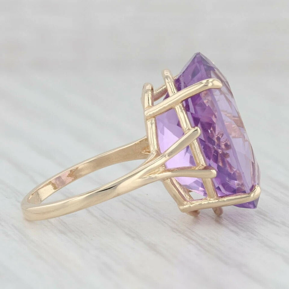 Anillo de cóctel de plata chapado en oro amarillo amatista natural de 18,90 quilates Foto 2 de 4
